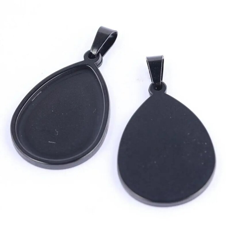 onwear 10pcs stainless steel pendant cabochon setting 18x25mm teardrop bezel trays diy cameo base blanks for necklace