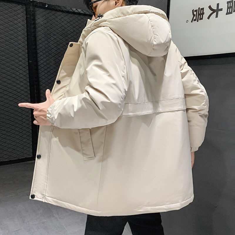 Chaqueta ajustada de longitud media para hombre, abrigo cálido, ropa de invierno, 2022