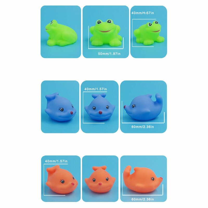 10pcs/Set Kids Cute Animal Baby Bath Toys Colorful Swimming Soft Rubber Water Toys Squeeze Sound Kids Washing Funny Water Toys