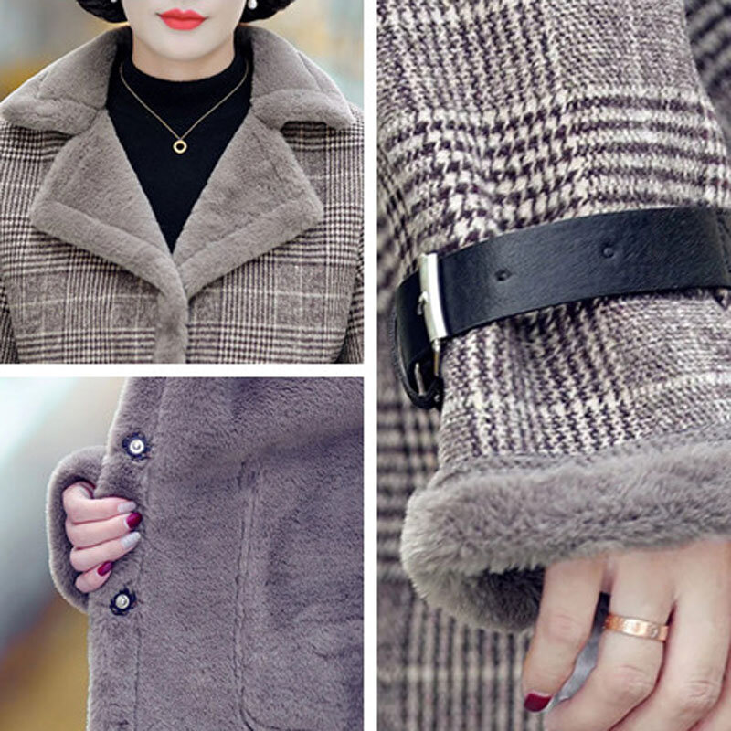 Abrigo de lana de cordero para mujer, Chaqueta larga y gruesa de felpa, de terciopelo, con entramado suelto, cálida para invierno, 2022