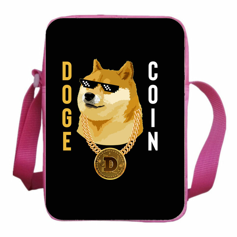 Dogecoin-Mini bolso escolar para teléfono para niño y niña, bandolera pequeña informal con Diagonal, bandolera ligera