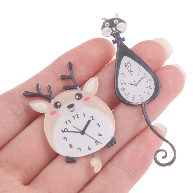 1 шт., миниатюрные Мультяшные настенные часы в масштабе 1:12 для кукольного домика