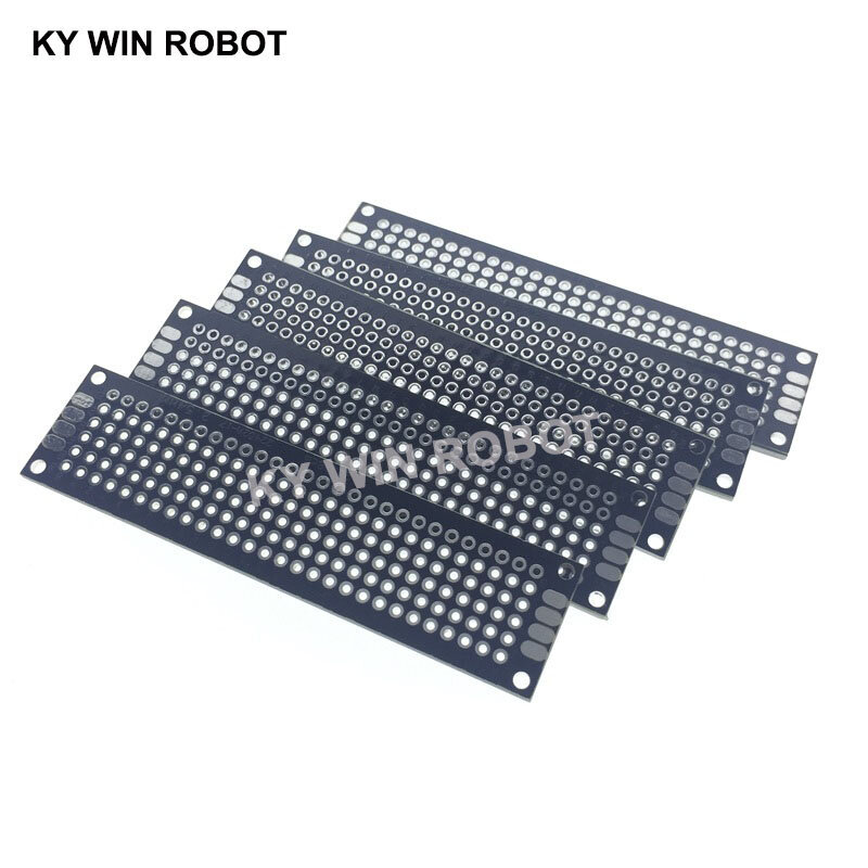 5pcs 2x8cm 20x80mm สีดำ DOUBLE SIDE PROTOTYPE PCB Universal Printed Circuit Board Protoboard สำหรับ Arduino