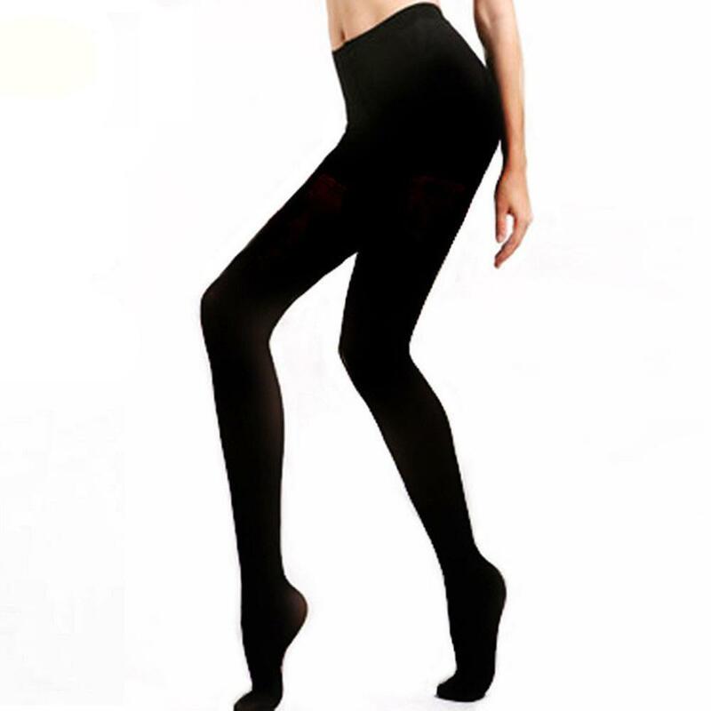Medias sexys para mujer, pantimedias con pies elásticos gruesos, calzas cálidas de Color sólido, pantalones negros