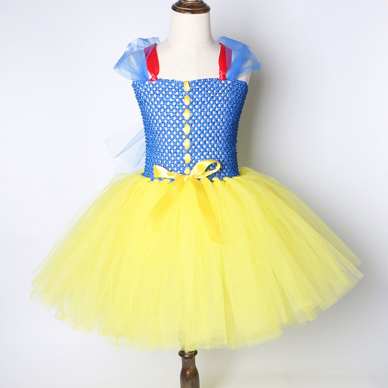 Костюм принцессы для маленьких девочек платье Белоснежки для костюмированной вечеринки, платья-пачки для девочек детская одежда из тюля длина до колена