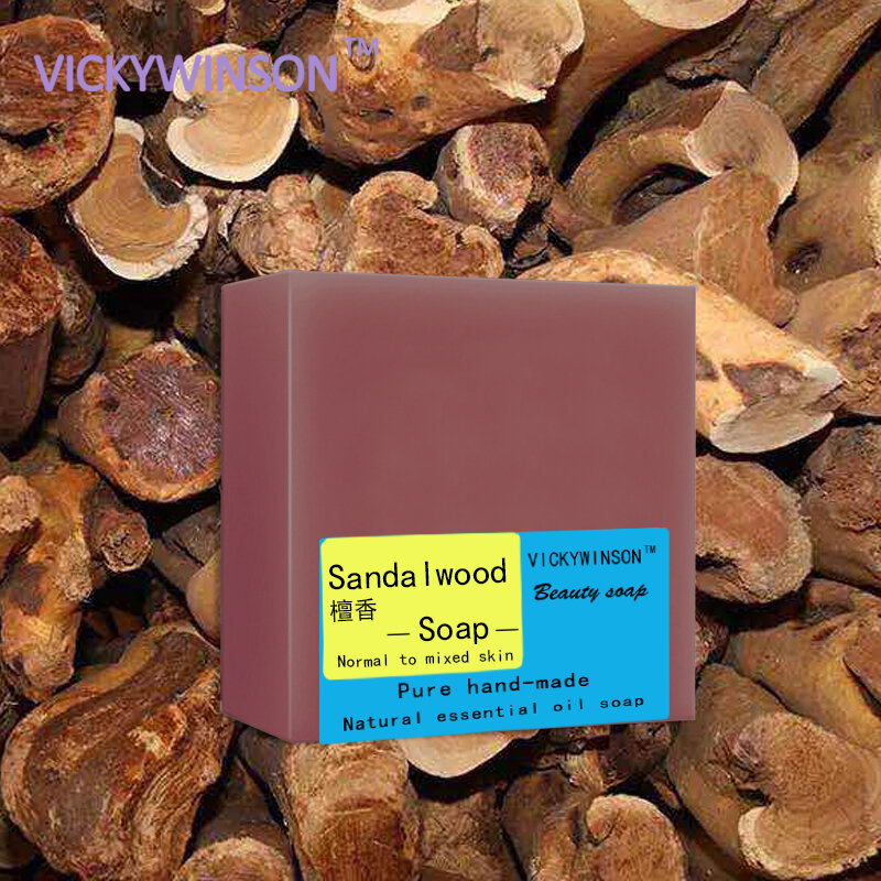 VICKYWINSON Sandalwood handmade soap 100g Moisturize Reassure nervous Promote cell Reduce wrinkles Helps relieve itchy skin