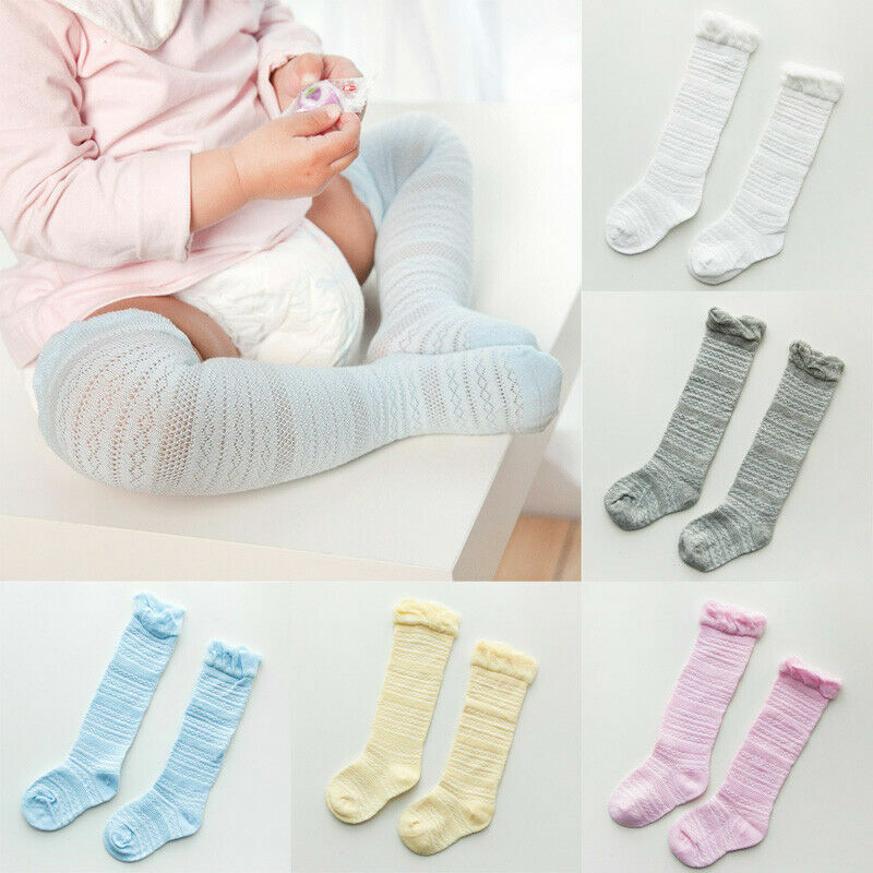 Bebê recém-nascido Mesh Socks, meia de tubo longo do joelho, Kids Princess Socks, verão, primavera, verão, primavera