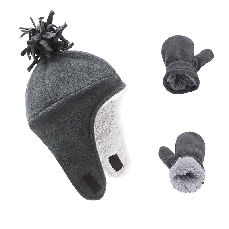 Czapka zimowa zestaw rękawiczek Boy Girl czapka zimowa czapka polarowa ciepłe, jesienne narciarstwo Outdoor akcesoria termiczne dla malucha Baby