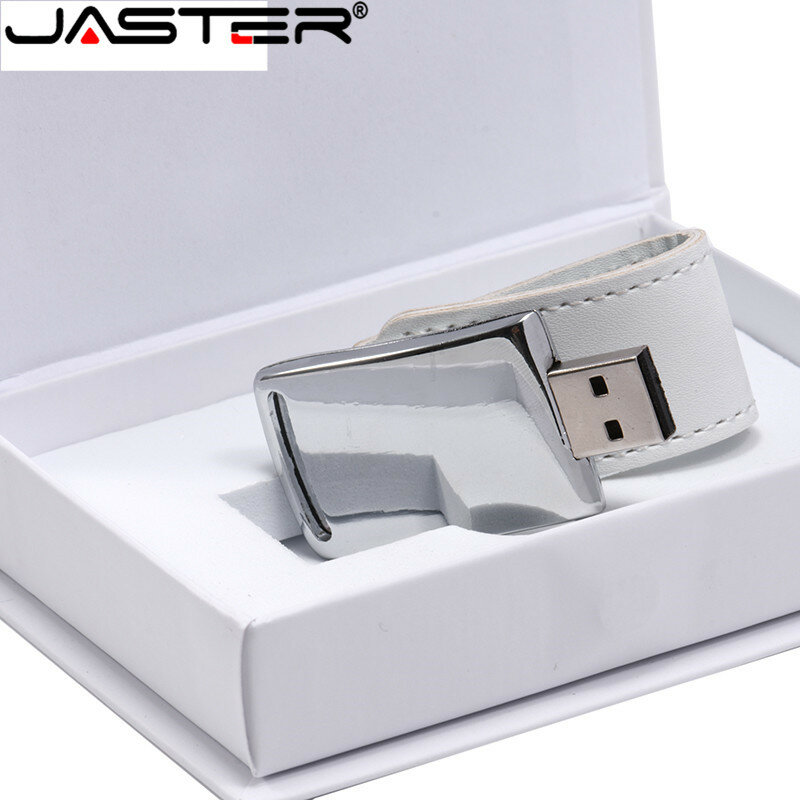 JASTER Clé USB Personnalisée en Cuir, Idéal pour Cadeau avec Logo Gratuit avec Commande de Plus de 1 Pièce, 64 Go, 32 Go, 4 Go, 8 Go et 16 Go, 2.0 avec Boîte Blanche