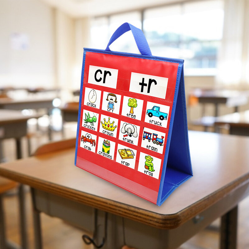 책상 탁상 포켓 차트 양면 숫자 플래시 카드 카드 홀더, 걸이식 교실 교육 포켓 용품