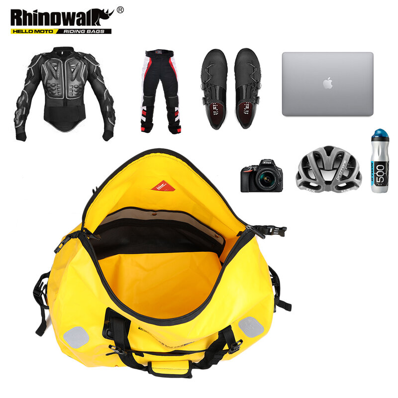 Rhinowalk-オートバイ,ハイキング,キャンプ用の防水性と耐久性のあるトラベルバッグ,大容量65l,ドライダッフルバッグ