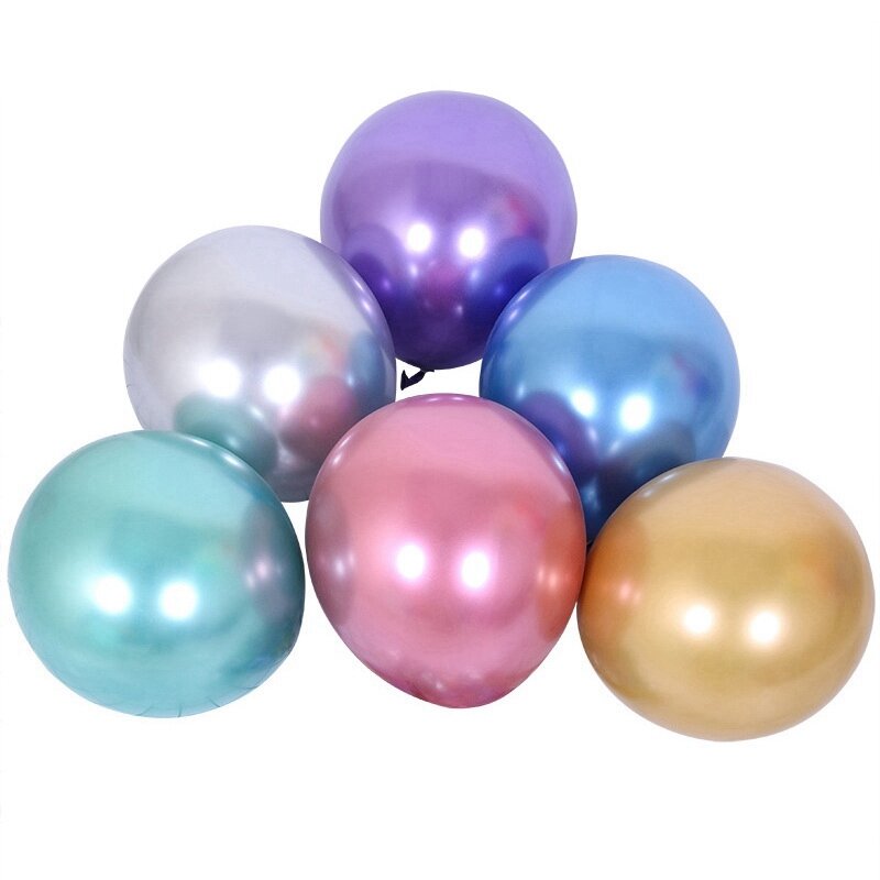 100 Buah Balon Lateks Metalik 10 Inci Globos Balon Mutiara Logam Glossy Krom Tebal untuk Dekorasi Pesta Hijau & Ungu