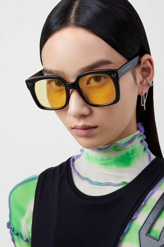 2020 grosso quadro de arroz prego masculino óculos de sol quadrado amarelo peça coringa óculos de sol moda feminina rua tiro óculos sol