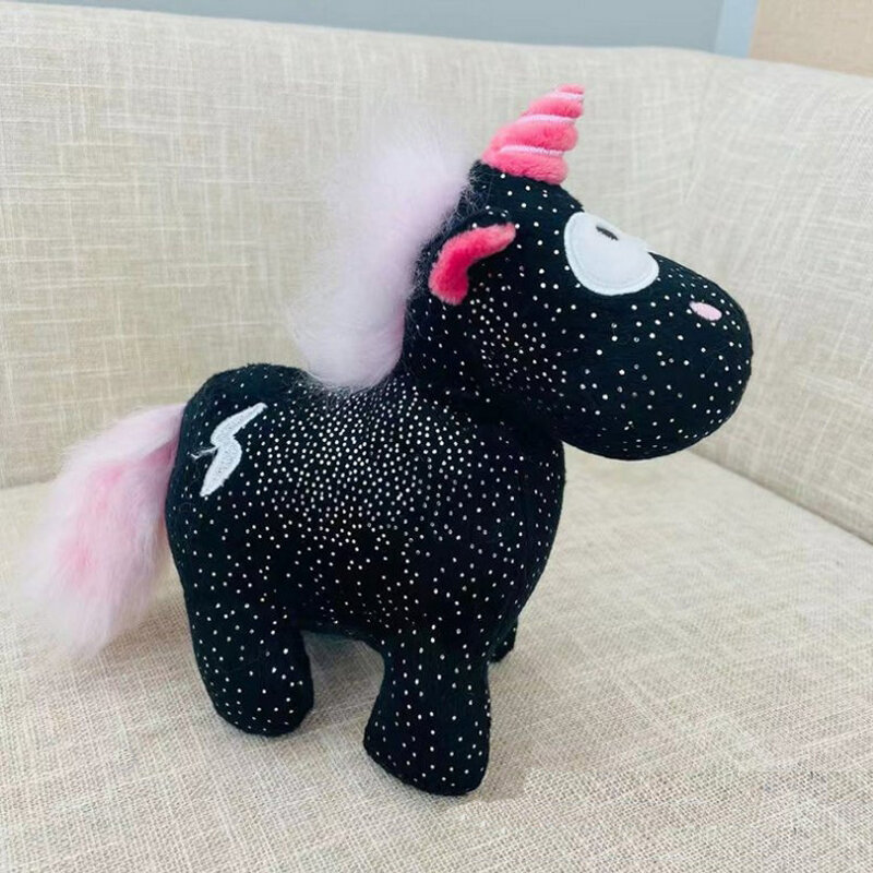 Śliczne czarny anioł jednorożec pluszowa lalka Kawaii nadziewane gigantyczne zwierzęta Peluche domu zabawki dekoracyjne prezenty na urodziny, boże narodzenie do dziewczyny