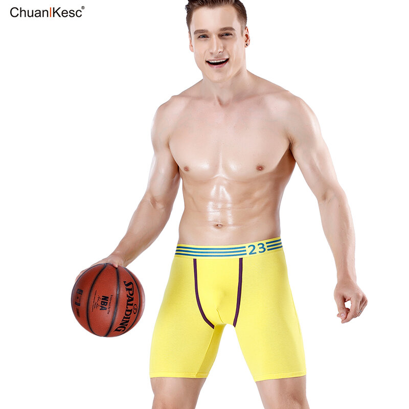 男性用の延長ボクサーパンツ,高品質の綿の下着,バスケットボールを快適に保つための快適なランニングパンツ,4ユニット
