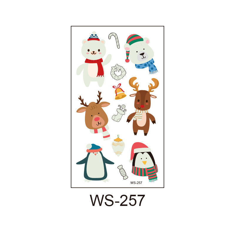Детская Рождественская тату-наклейка, водостойкая Временная мультяшная Люминесцентная трансферная детская игрушка с Санта-Клаусом, декоративный подарок