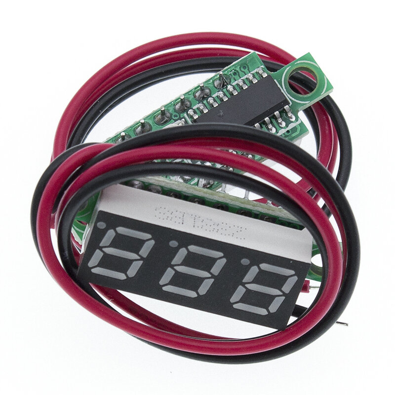 0.28 นิ้ว 2.5V-40V Mini Digital Voltmeterเครื่องวัดแรงดันไฟฟ้าสีแดง/สีฟ้า/สีเหลือง/สีเขียวหน้าจอLED 30*10*8 มม.