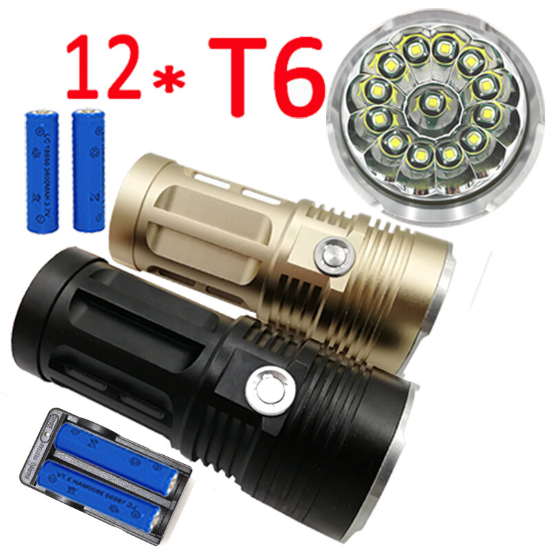 13000LM 12x XM-L T6 LED Flashlight Tactical 3 Modes lanterna Torch Lamp +4x 18650 Battery +Charger Night Light Outdoor Camping