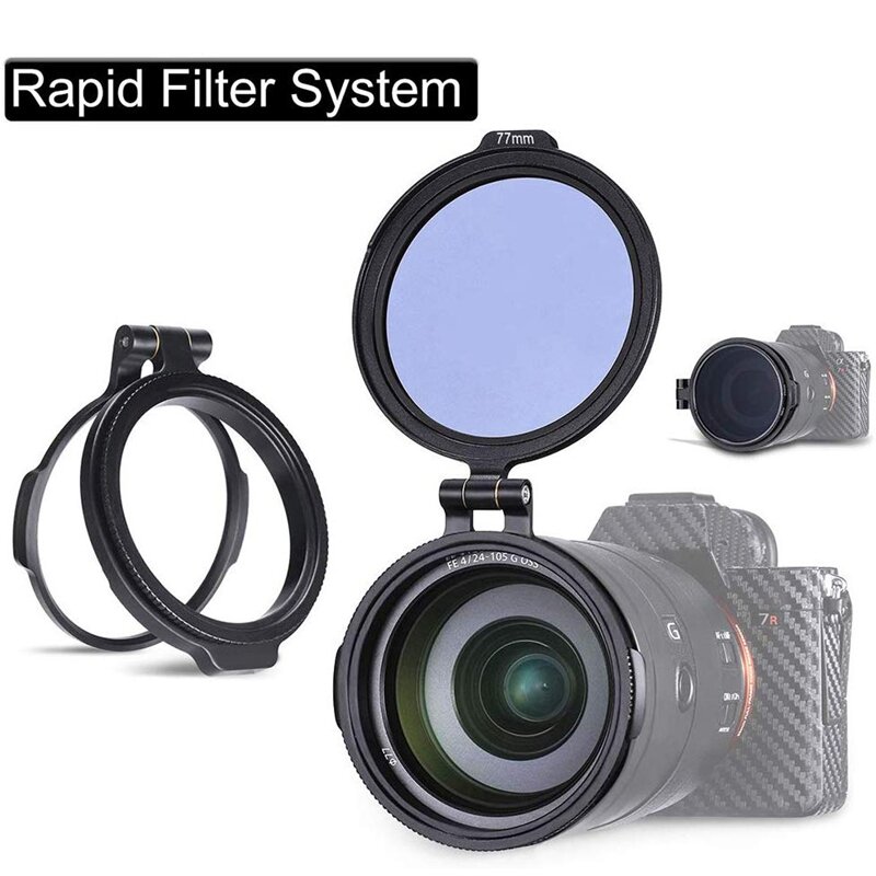 Uurig-ND filtro rápido sistema de filtro DSLR câmera, suporte interruptor rápido para 58mm, 67mm, 72mm, 77mm, 82mm, lente adaptador flip acessório
