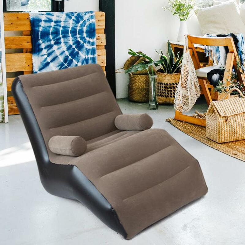 Canapé gonflable pliable en forme de S portable pour les loisirs, chaise longue de plage portable et respectueuse de la peau, chaise de camping, sac de couchage et lit d’air.