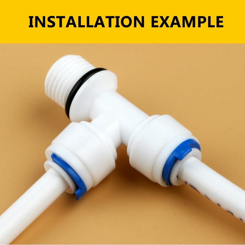 1/4"  Side Male Thread Quick Connection 1/4" Tube Hose Equal Type T Water Fitting With Sealing Ring Reverse Osmosis Aquarium Tee
