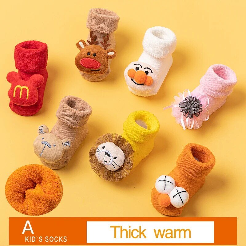 Chaussettes de noël pour bébés, en coton imprimé épais, pour nouveaux-nés, courtes, accessoires pour vêtements