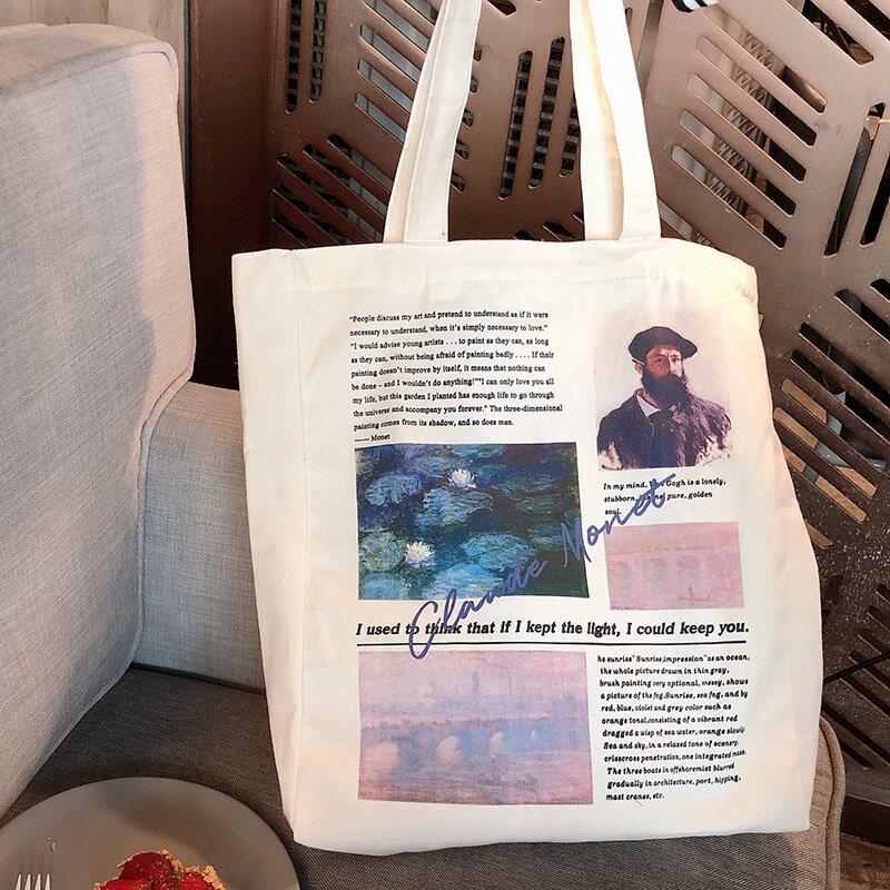 Женская сумка-шоппер Van Gogh Monet, сумка-тоут на плечо с масляной живописью в стиле Харадзюку, Вместительная женская сумка