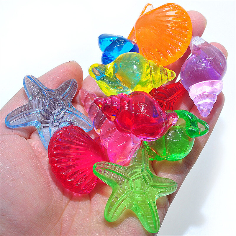 Pièces de jeu en cristal acrylique en forme d'animal et de conque, jouets pour enfants, parc d'attractions, pierre colorée, accessoires de jeux de société, lot en vrac