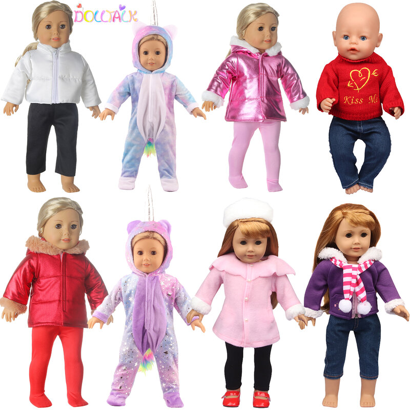 Winter American 18 Inch Girl Doll Clothes Jacket + Leggings Doll Clothes Fit For 43cm Baby Born Doll Clothes Suit Reborn Doll