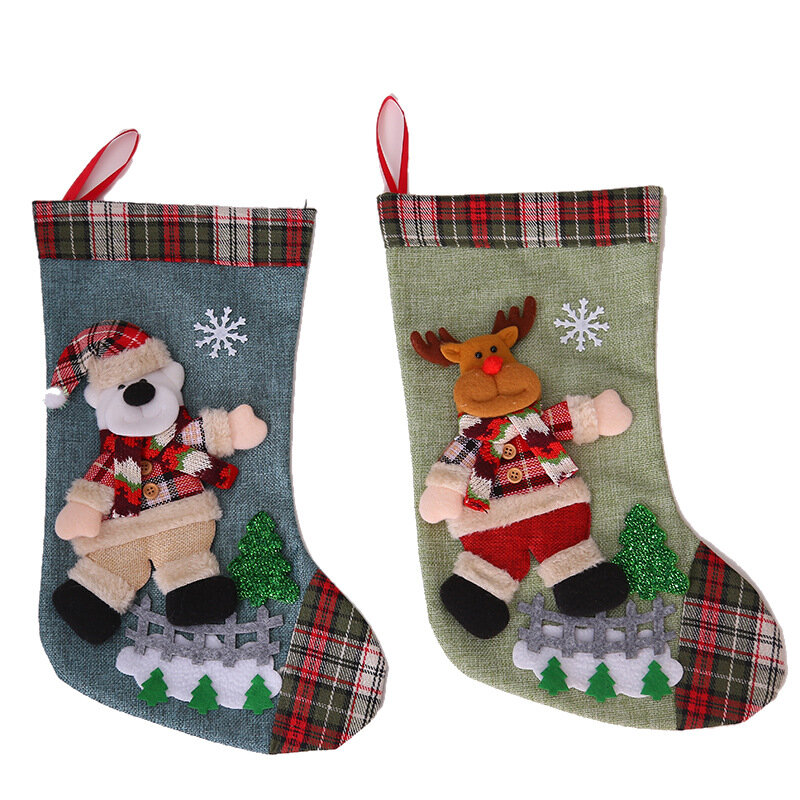 Sacchetto di calza di natale sacchetto di caramelle regalo di natale Noel decorazioni natalizie per la casa calzino Navidad decorazioni per l'albero di natale 2022 capodanno