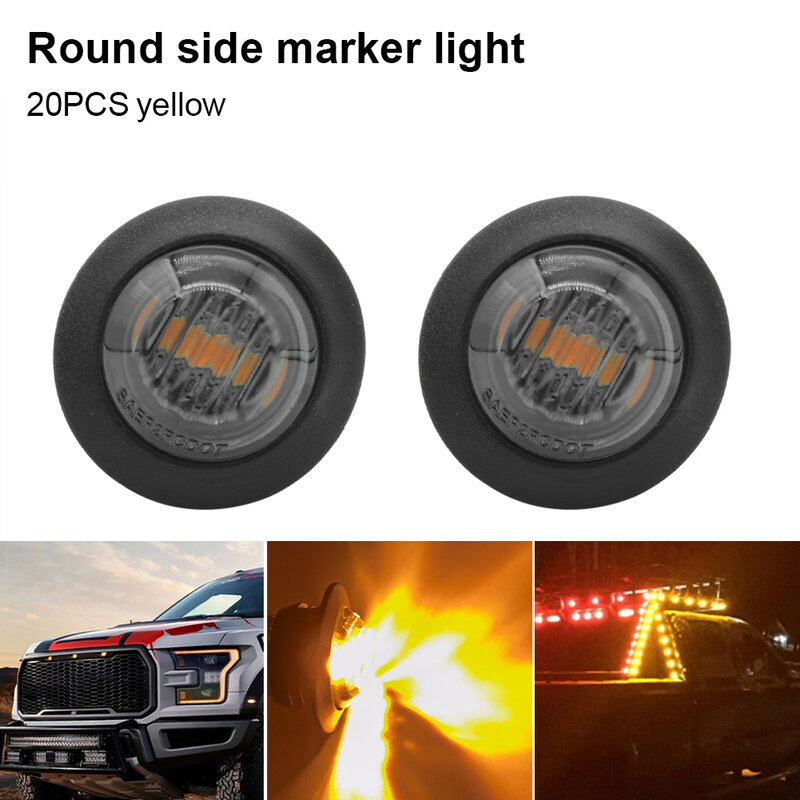 20Pcs 3 LED Car ด้านข้าง Marker Amber Grille ไฟเตือนรมควันกันน้ำ RV Light
