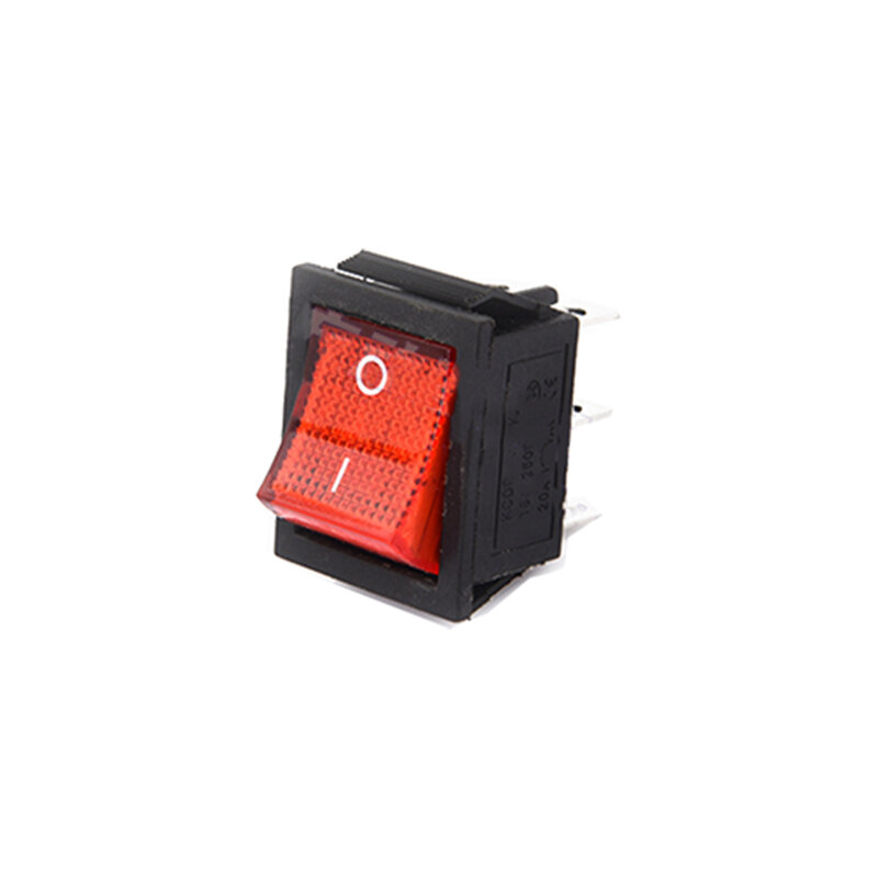 LED 플라스틱 푸시 버튼이 있는 라운드 로커 토글 스위치 캡, 빨강, 검정, 2 핀, 6A 250V, 10A, 125VAC