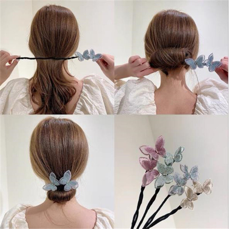 Dispositivo para el cabello con cabeza de bola de satén temperamento artefacto de estilo de cabello Simple mujeres niña horquilla moño accesorios para el cabello nuevo 2021