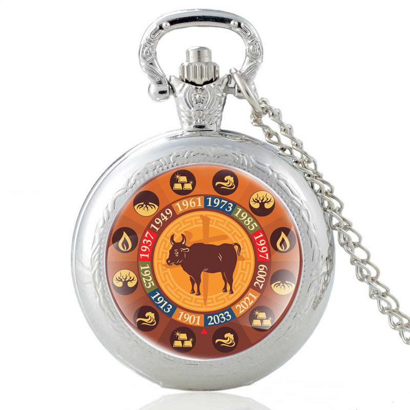 Новое поступление 2020, кварцевые карманные часы с рисунком знака зодиака, быка, бронзовые часы для мужчин и женщин, часы на подарок