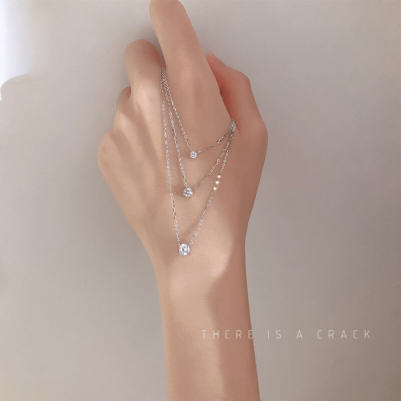Ожерелье женское из серебра 6,5 пробы с муассанитом, 925 мм, 1 карат