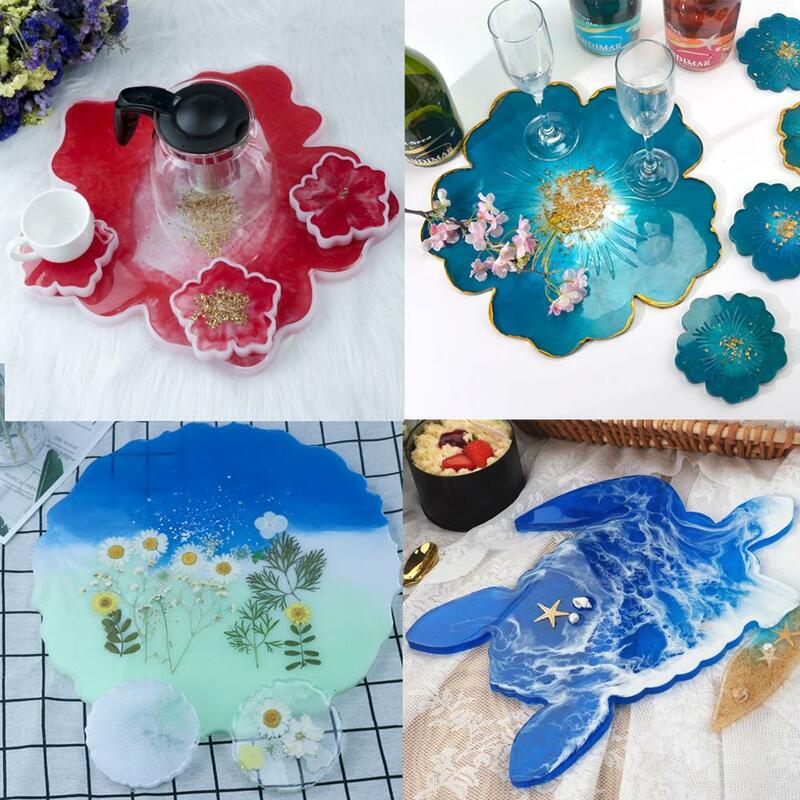 Sakura Silicone Mold para DIY, Tea Tray Coaster, Moldes de Resina Epóxi, Jóias Fazendo Ferramentas