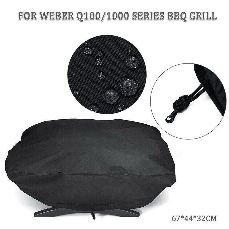 Couverture de gril pour Weber 7110 Q1000, polyester anti-poussière, coupe-vent, étanche, degré UV, barbecue extérieur, poêle, accessoires portables