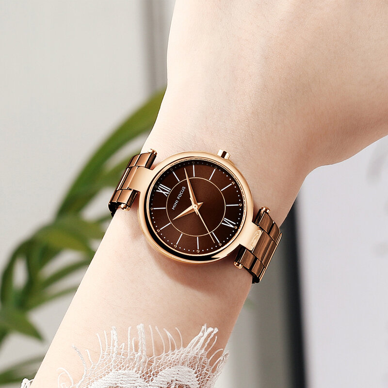 Mini foco senhoras relógio para mulheres relógios de luxo 2020 moda quartzo relógio de pulso café marca de aço inoxidável minimalista minimalist minimalist ы ы
