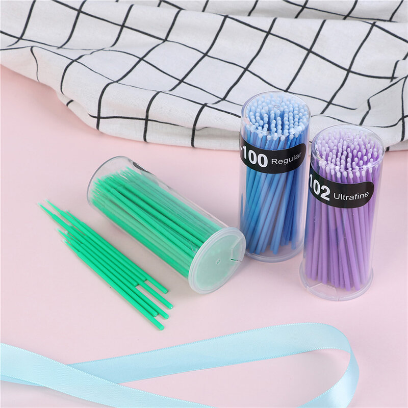 100PCS/Pack Swab Microbrushes Eyelash Extension Durable Micro Individual Applicators Cotton Swab Disposable Makeup Brushes