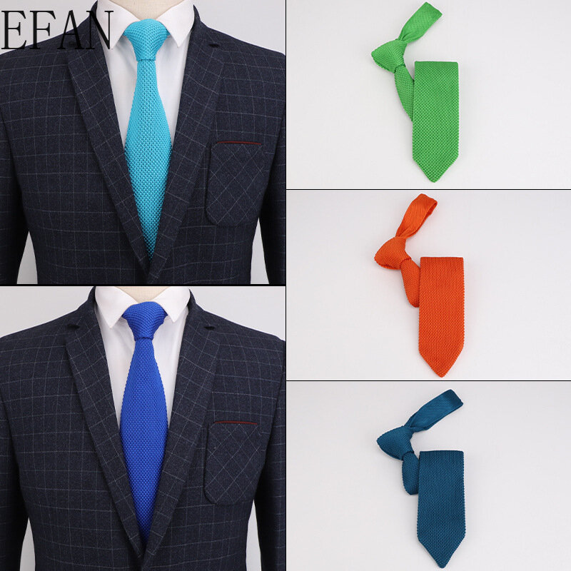 7Cm Mode Jongen Mannen Solid Kleurrijke Tie Knit Gebreide Ties Stropdas Normale Slanke Klassieke Geweven Cravate Smalle Hals ties ZC1-23