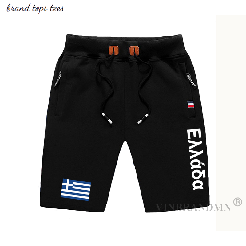 Yunani Celana Pendek Pria Pantai Baru Pria Papan Celana Pendek Bendera Latihan Ritsleting Saku Keringat Binaraga Pakaian Katun Merek Yunani GR