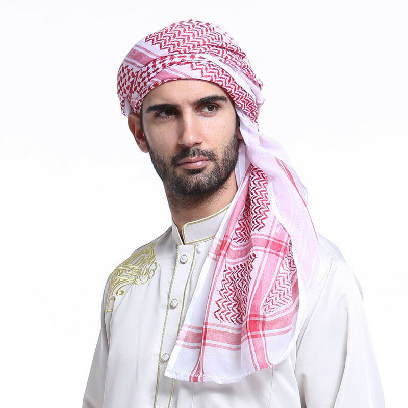 Man Muslim Hijab Cap Multifunction Scarf Arabic Keffiyeh Wrap Bandana Palestine Indian Man Turban Scarf Islamic Clothing