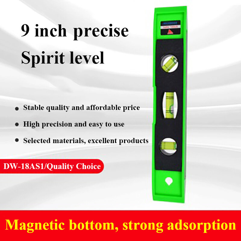 9 นิ้ว Magnetic Spirit ระดับ 3 Bubble Mini แบบพกพา Spirit Level เครื่องมือ แนวตั้งแนวนอนสมดุลไม้บรรทัด Inclinometer