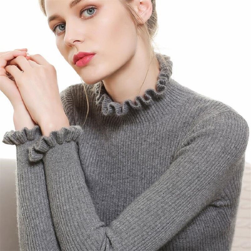 Женская модель 2022, Новые осенне-зимние однотонные мягкие облегающие Женские пуловеры с ложным воротником, теплый трикотажный джемпер
