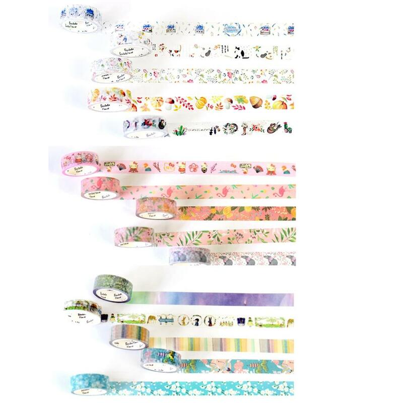 Washi Tape de papel Original de 21 diseños, Donuts, bosque, Animal, flamenco, 15mm, cintas adhesivas, pegatinas de decoración DIY, A6377