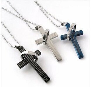 Bible Rune Cincin Silang Kalung Baja Titanium Kalung Pria Kalung Pasangan Pria