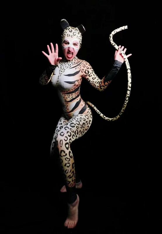 Disfraces de Cosplay de leopardo para fiesta de Halloween para mujer, Body de juego de rol de animales ajustados elásticos, leotardo de bailarina Sexy, trajes de escenario