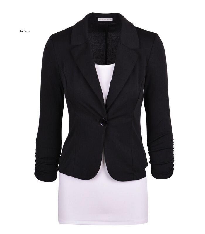 Damskie z otwartym przodem Blazer jesienne kurtki damskie formalne praca w biurze Slim Slim Fit, blezer kostiumy damskie nowość