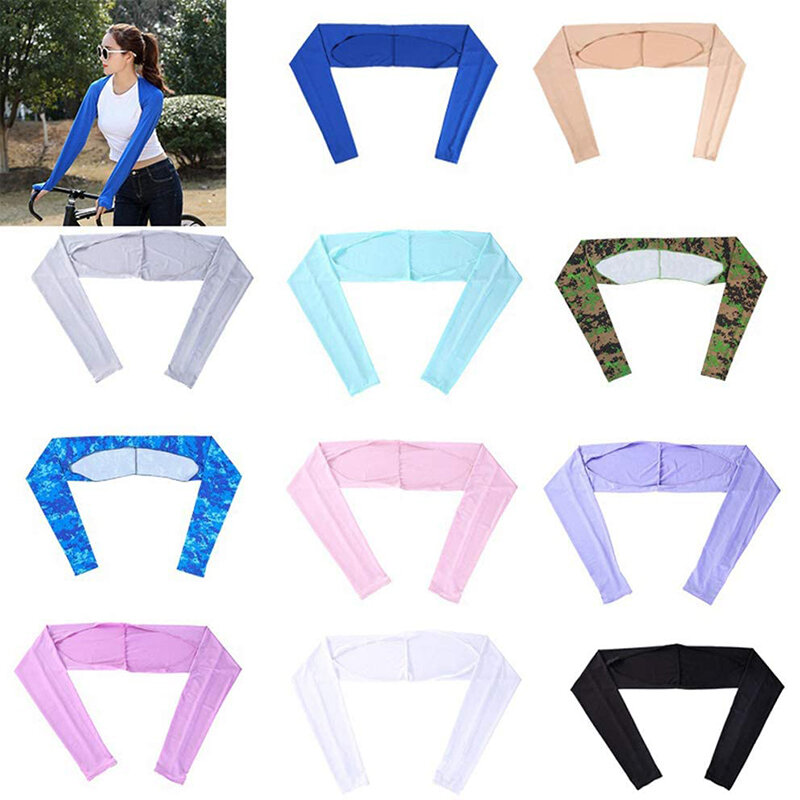 2021 guanti da polsino con scialle da donna scialle di seta di ghiaccio maniche a braccio protezione UV protezione solare abbigliamento per golf equitazione attività all'aperto