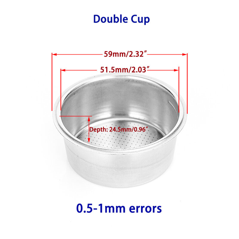 51mmダブルカップコーヒーマシン加圧フィルターバスケット家庭用コーヒーメーカー部品非加圧コーヒー2カップ